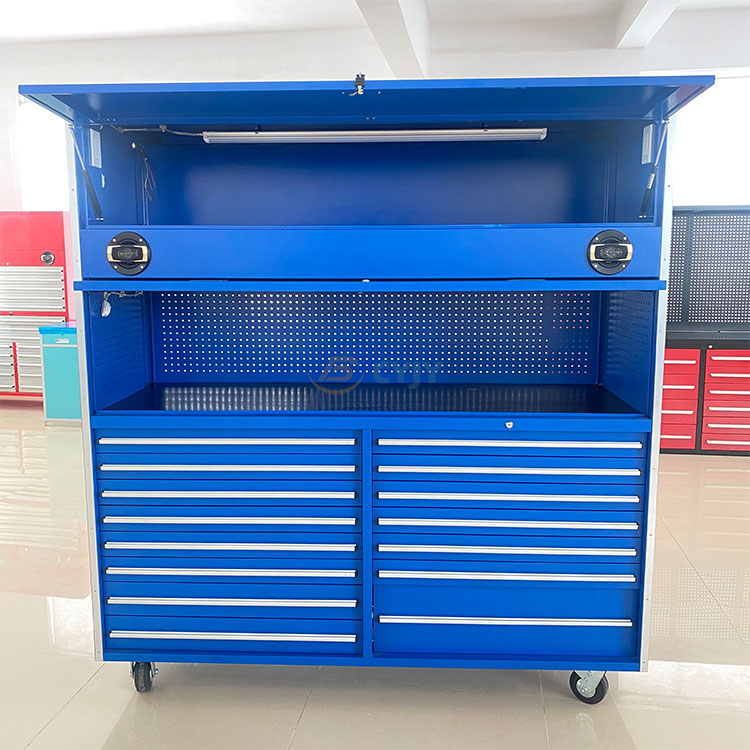 Blue Rolling Garage Cabinets