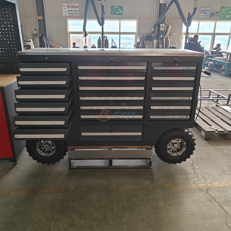 Big Wheel Pit Car Metal Tool Cabinet