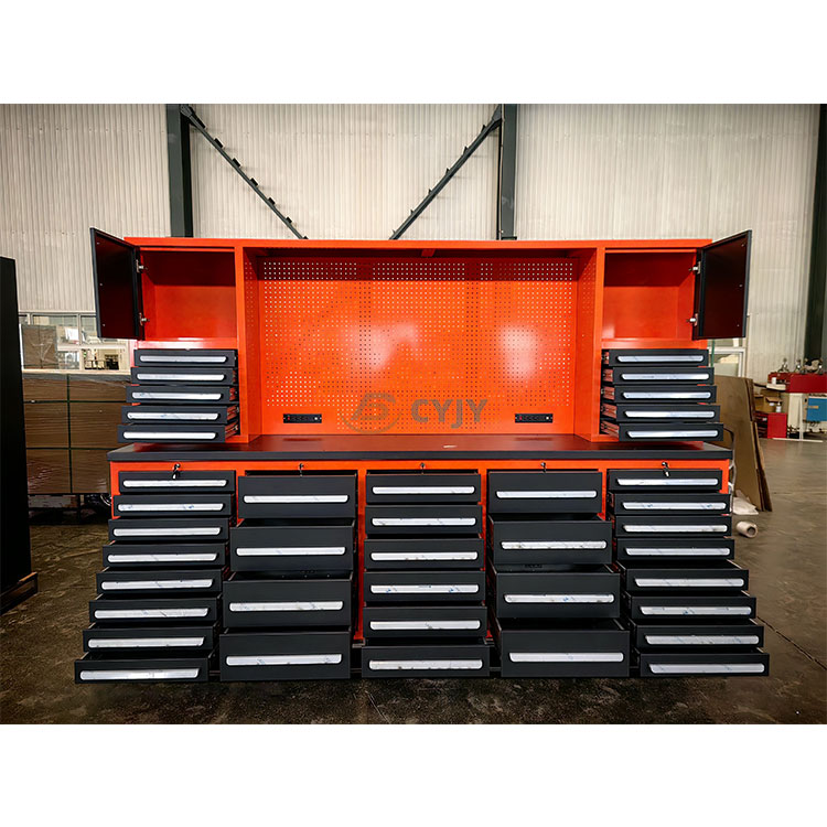Orange multi-layer drawer tool workbench
