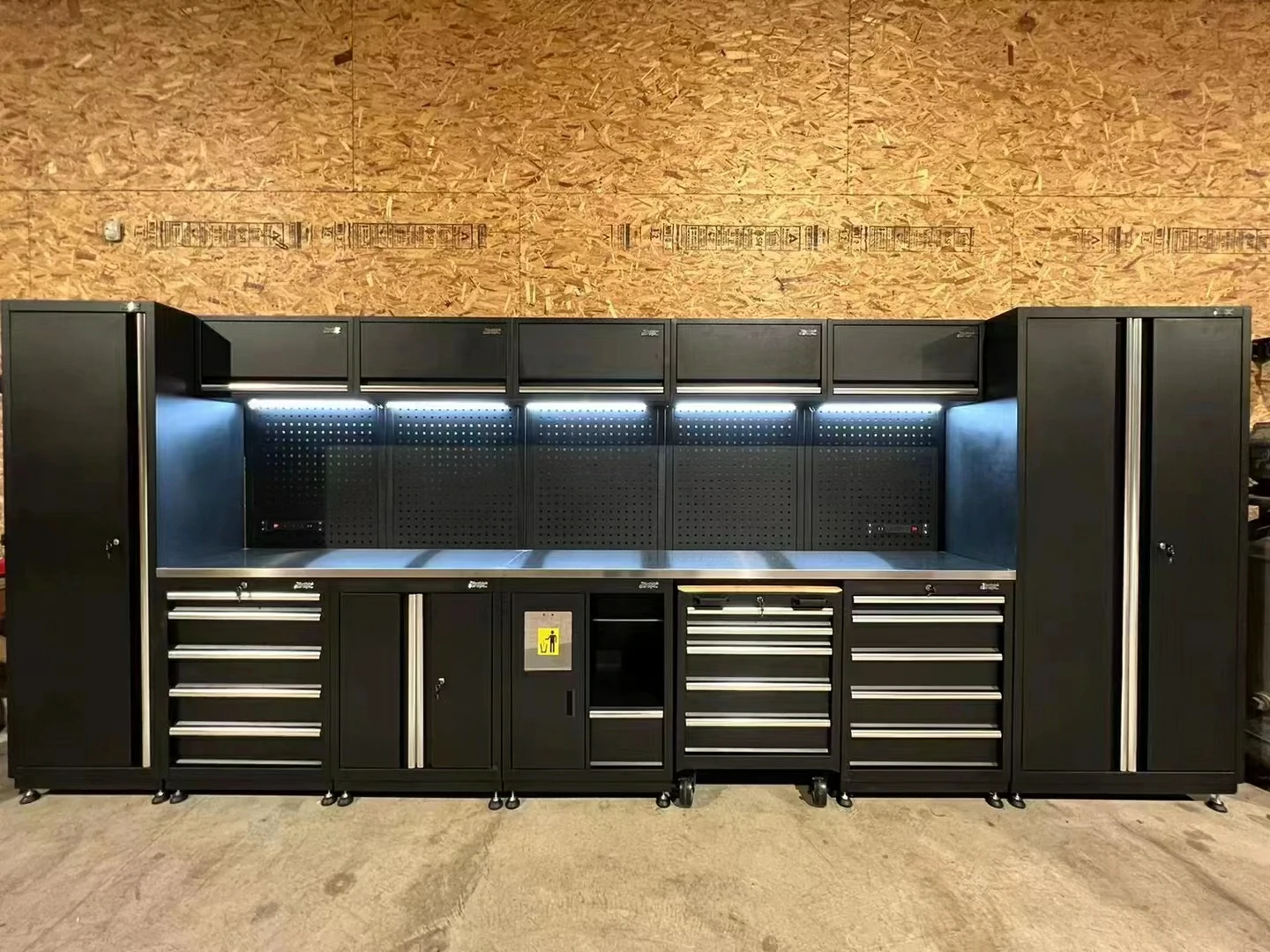 Black Metal Garage Combination Cabinet