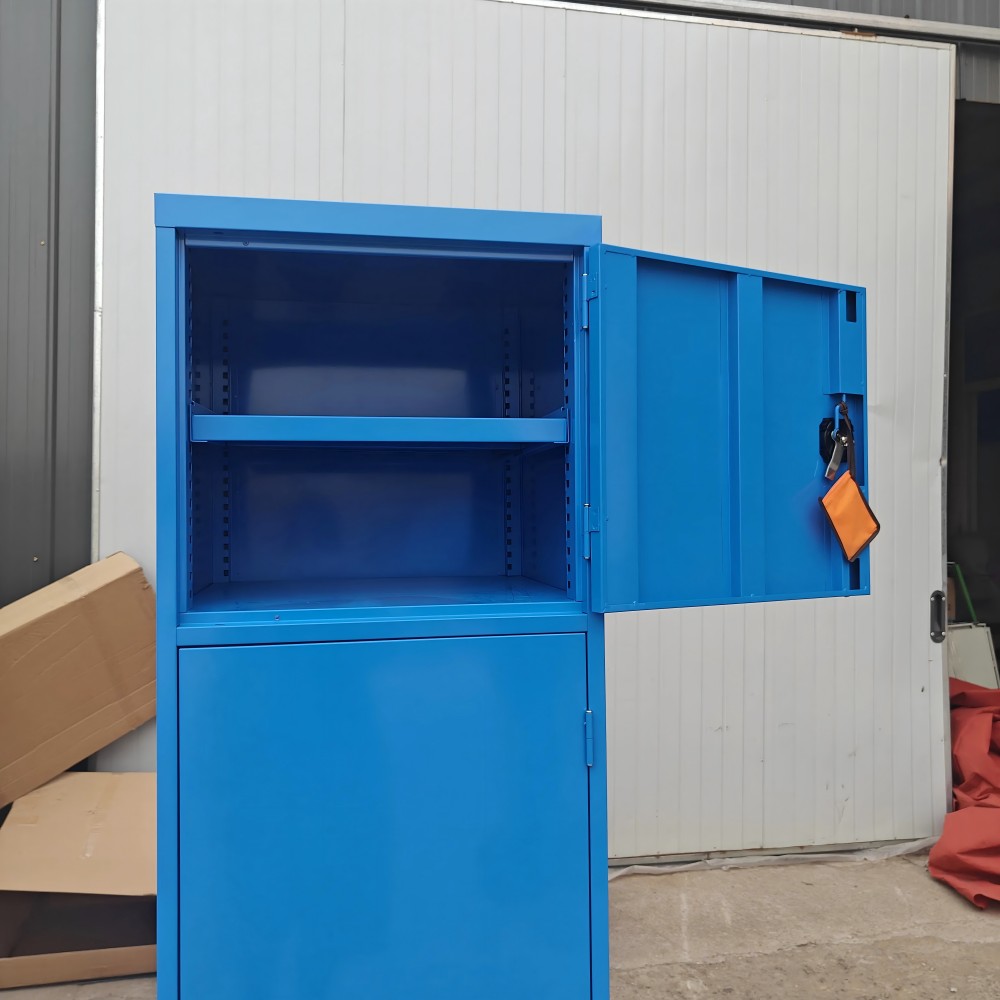 Blue single door tall cabinet