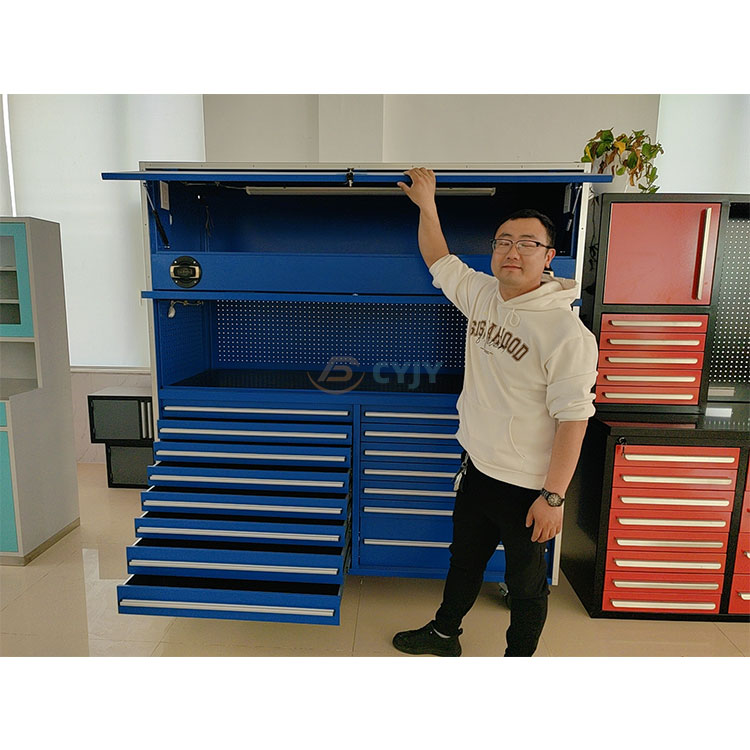 Blue Rolling Garage Cabinets
